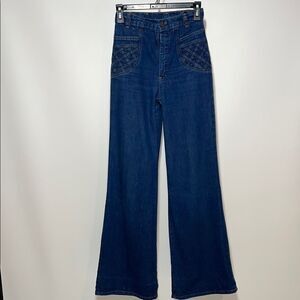 Blue Flare Wide Leg Jeans High-Waisted